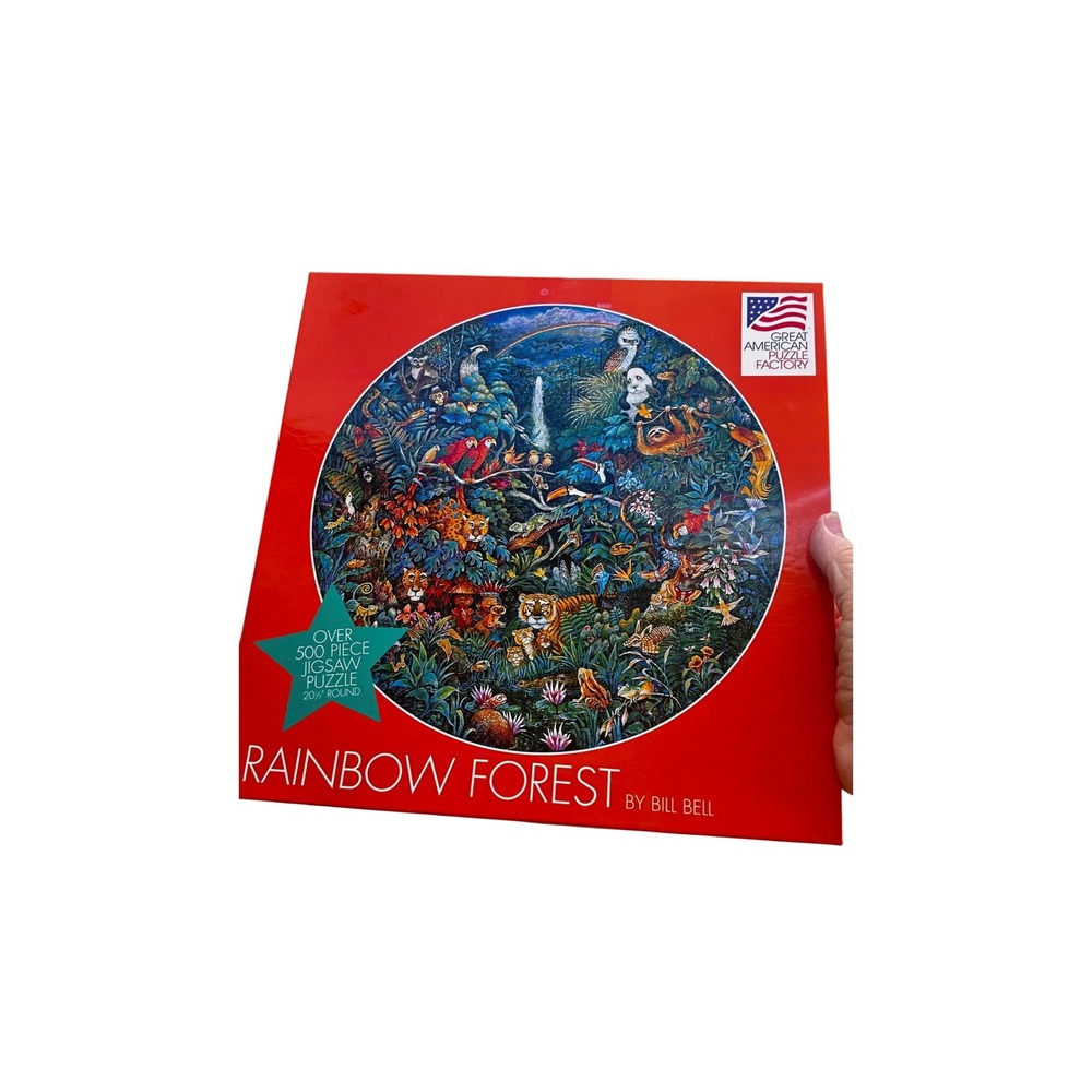 Great American Puzzle‎ Rainbow Forest 500 Piece Round Jigsaw Bill Bell AS IS